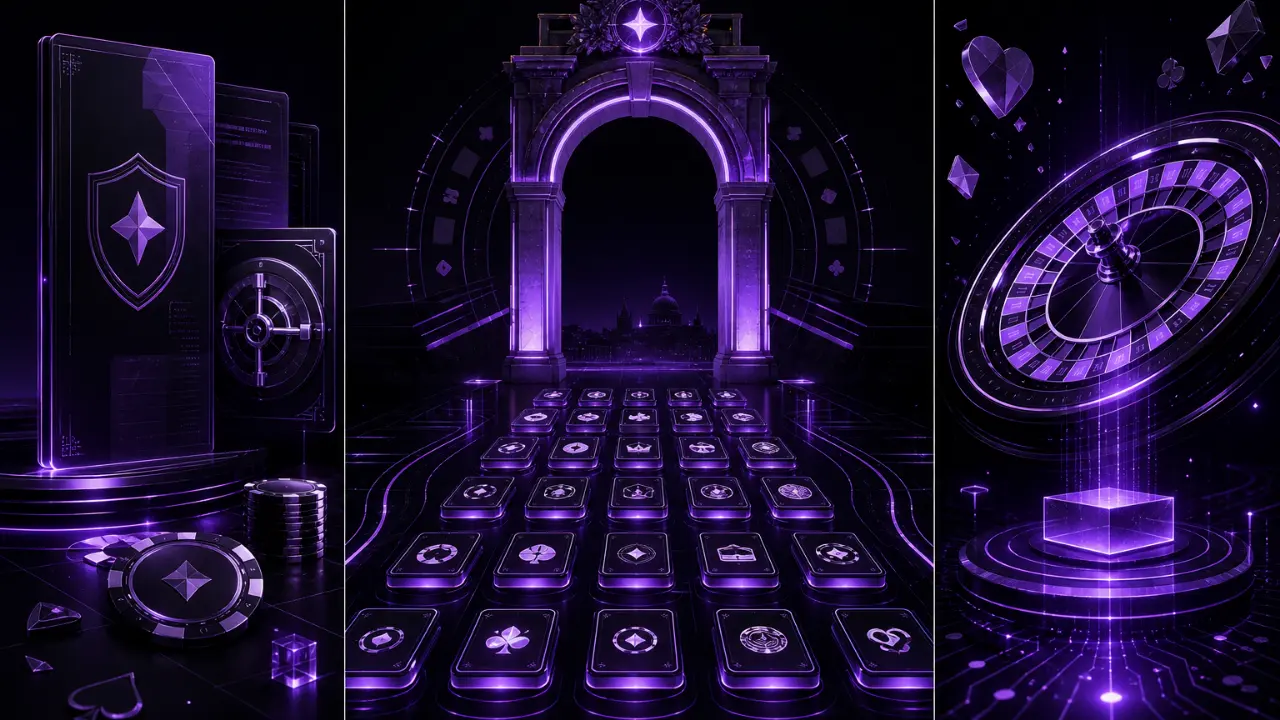 top 25 MGA casino reviews featured illustration in the purple and black MGA Casinos visual style