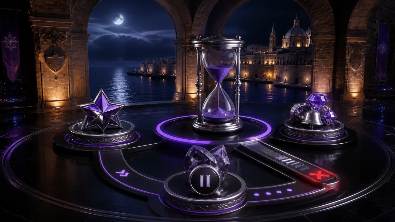 Hourglass and eligibility routes representing MGA casino bonus conditions