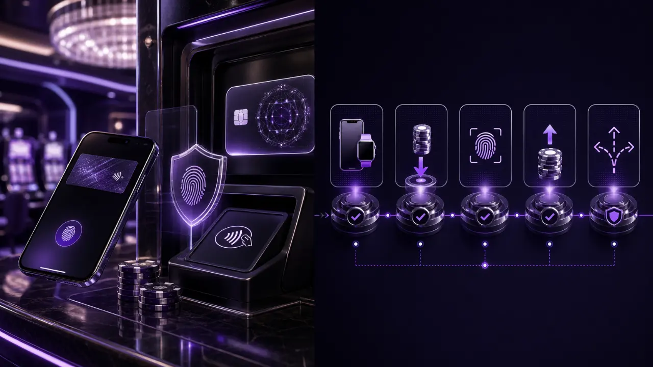Apple Pay casino deposits featured illustration in the purple and black MGA Casinos visual style