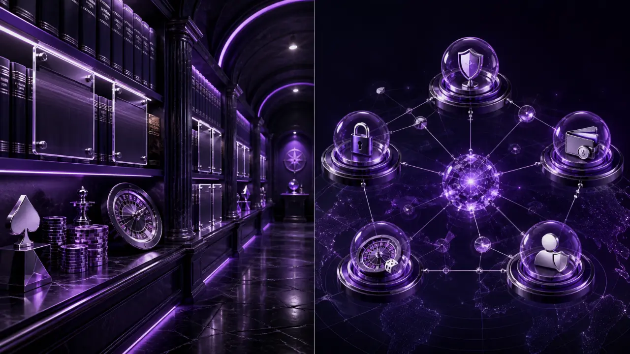 Malta casino guides featured illustration in the purple and black MGA Casinos visual style