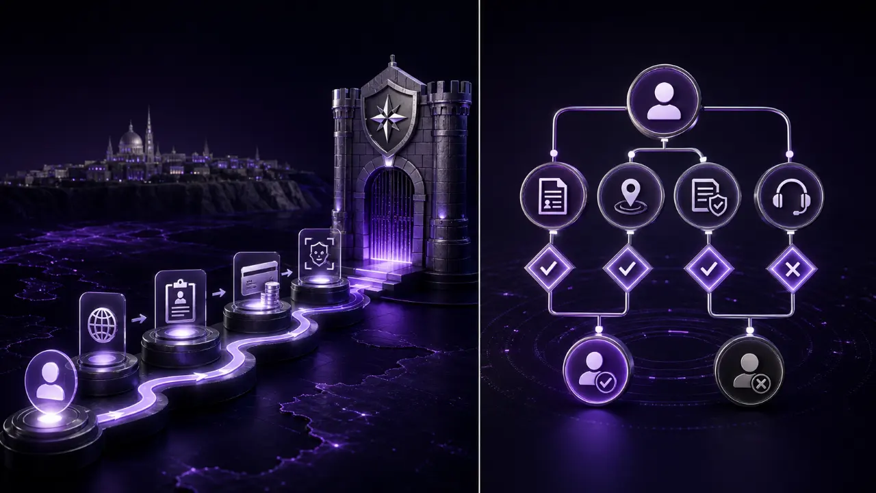 UK player access featured illustration in the purple and black MGA Casinos visual style