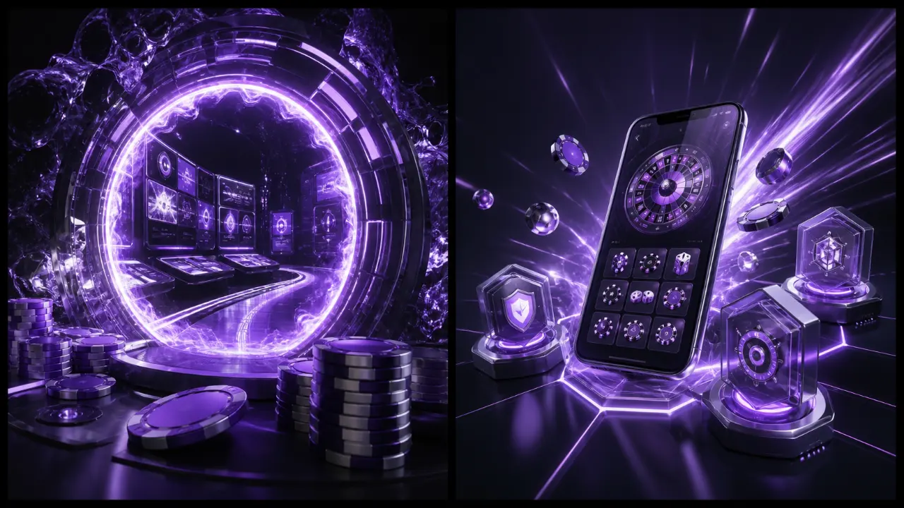New Malta casinos featured illustration in the purple and black MGA Casinos visual style