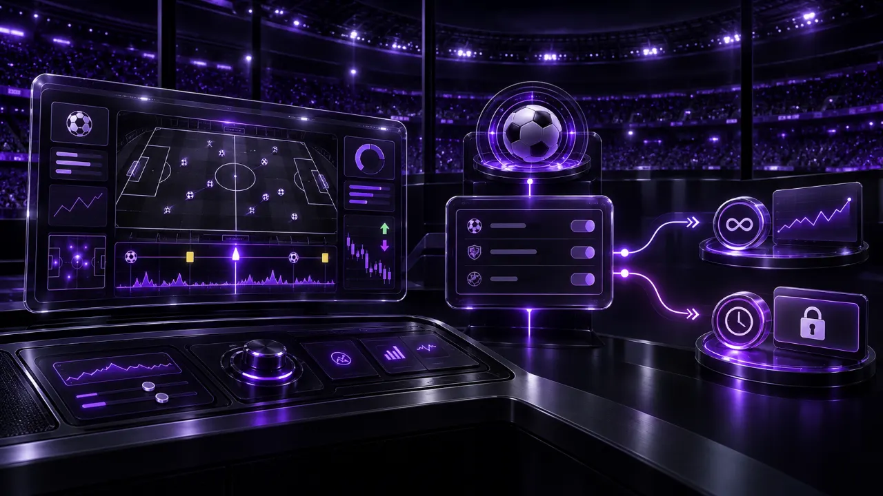 Live football betting interface with two conditional cash-out decision paths in the MGA Casinos purple and black style