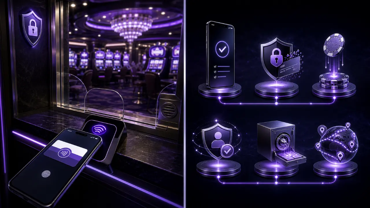 Google Pay casino deposits featured illustration in the purple and black MGA Casinos visual style