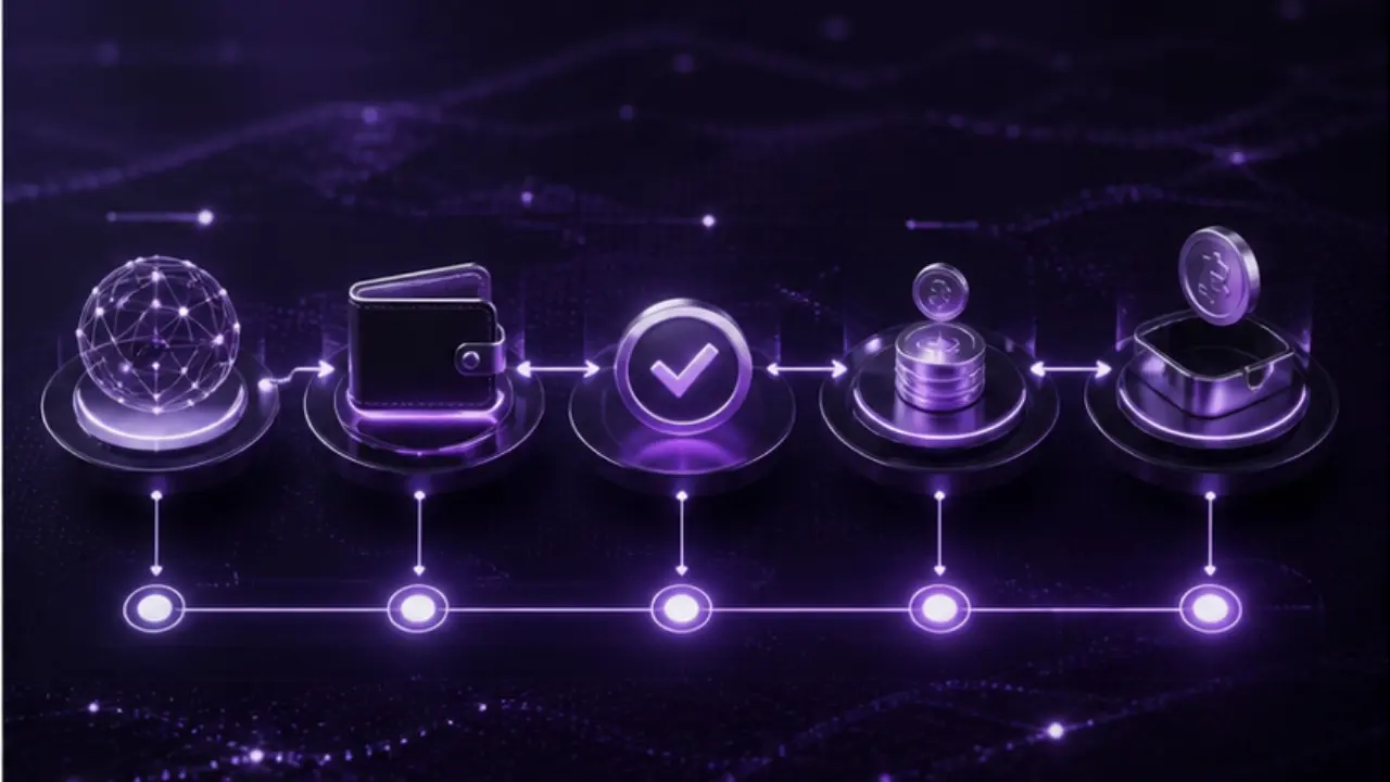 USDT casino payments decision checklist in the purple and black MGA Casinos visual style