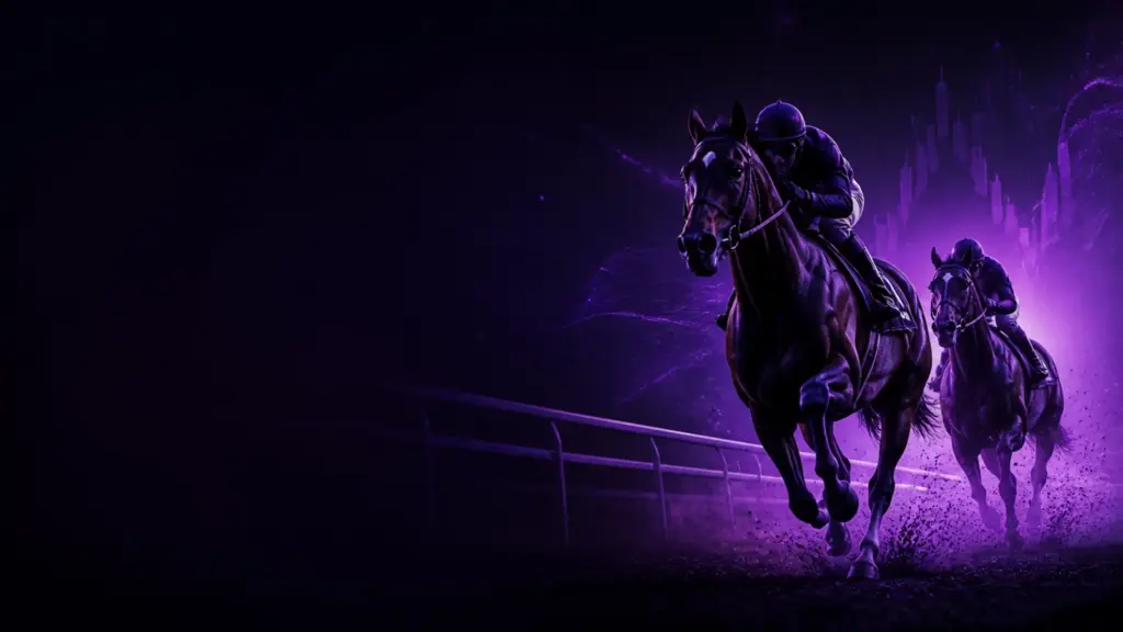 Purple horse racing editorial artwork for Malta horse racing betting sites