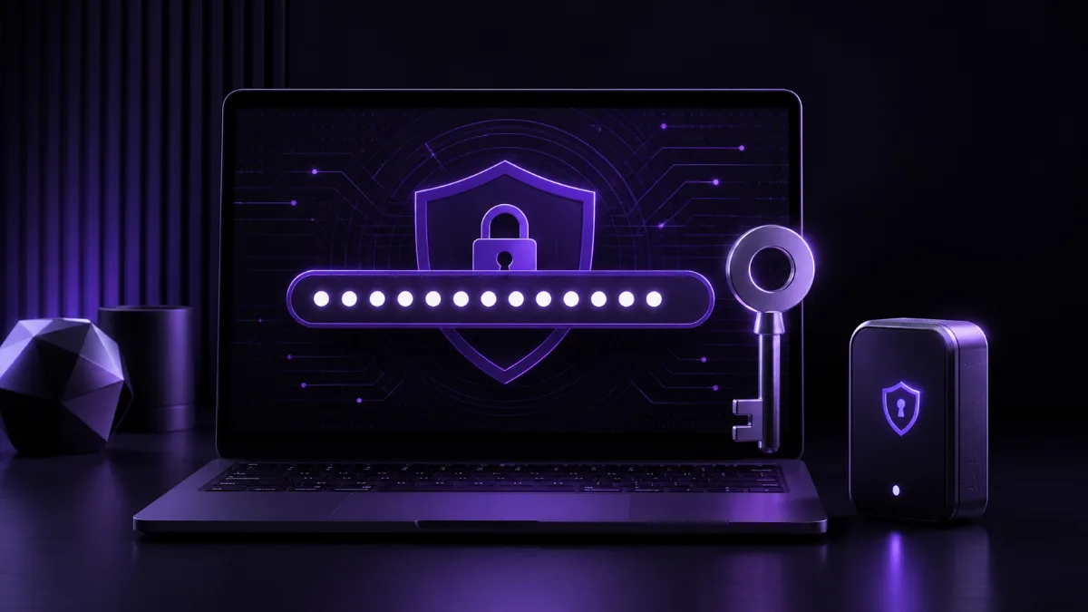 Secure password setup displayed on a protected laptop account