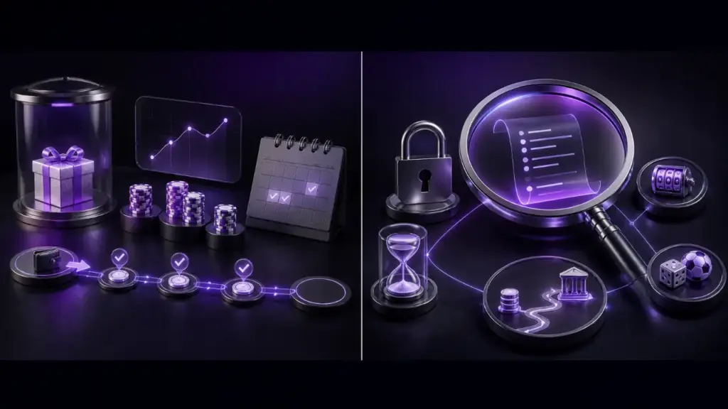 MGA casino bonuses featured illustration in the purple and black MGA Casinos visual style